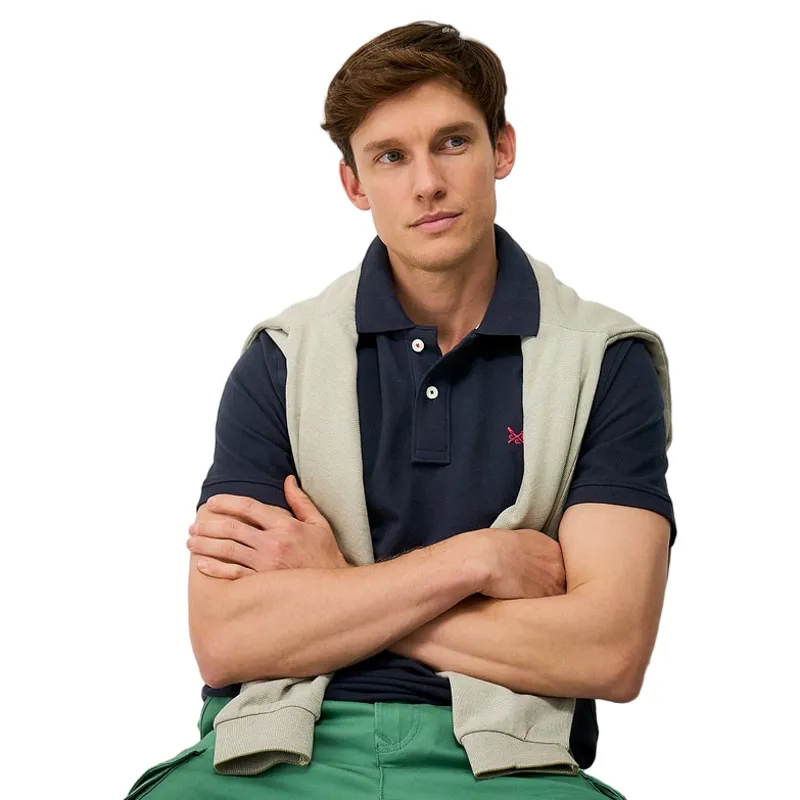 Crew Clothing Classic Pique Polo Shirt in Heritage Dark Navy-2