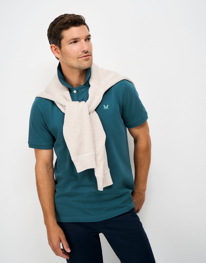 Crew Clothing Classic Pique Polo Shirt in Indian Teal-1