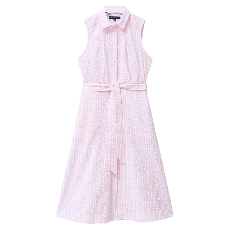 Crew Clothing Dara Sleeveless Shirt Dress in Orchid Pink White Gingham