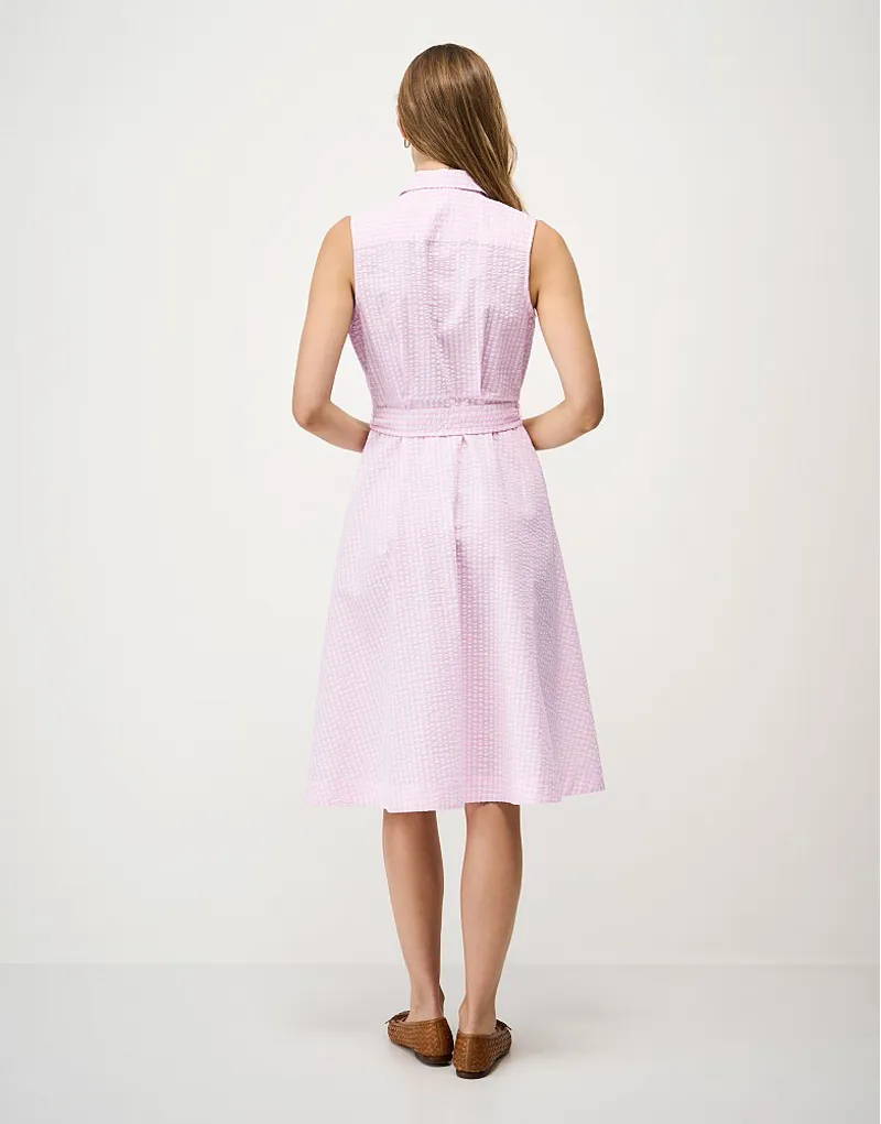 Crew Clothing Dara Sleeveless Shirt Dress in Orchid Pink White Gingham-2