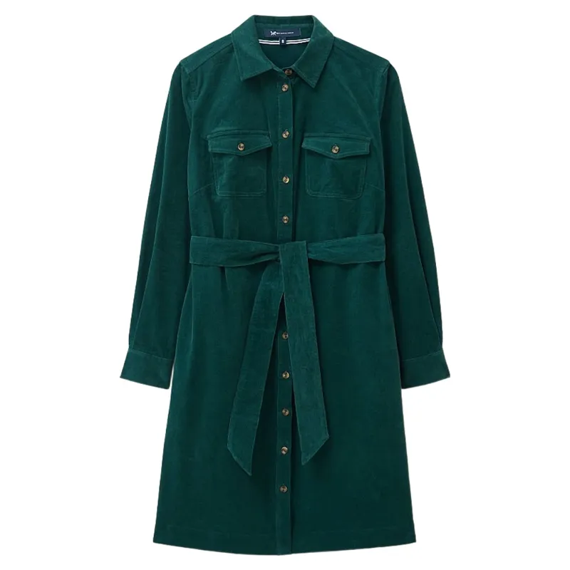 Crew Clothing Elsie Cord Shirt Dress in Deep Teal