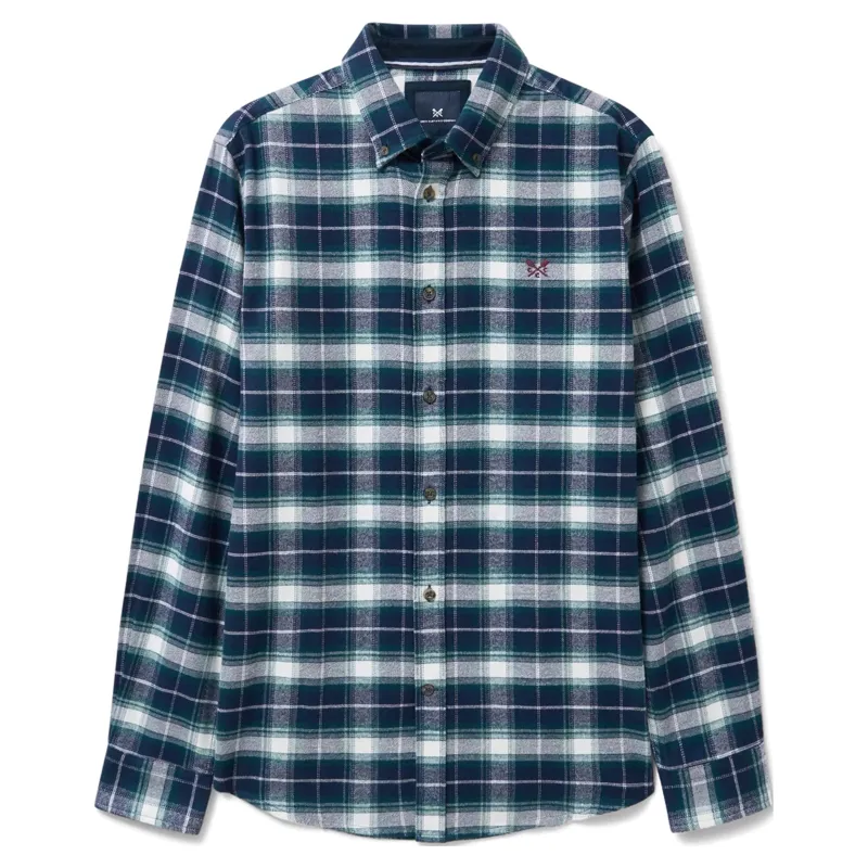 Crew Clothing Flannel Check Classic Fit Shirt Deep Teal/Peacoat/Pristine