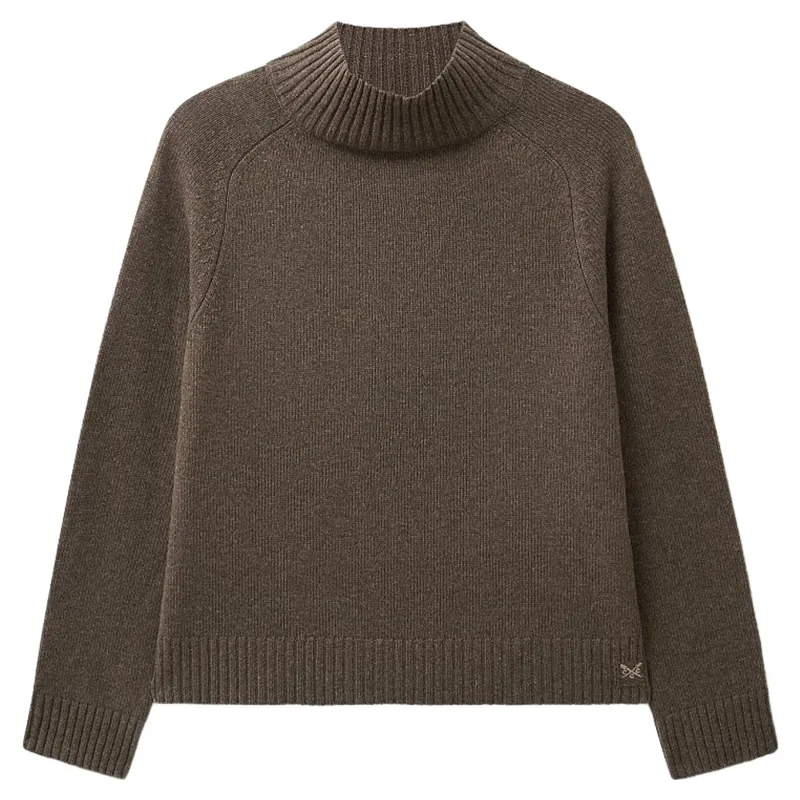 Crew Clothing Harmony Saddle Shoulder Funnel Neck Jumper in Cocoa