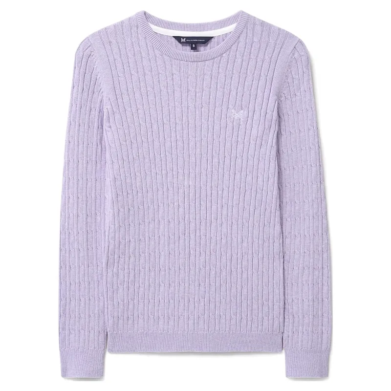 Crew Clothing Heritage Cable Crew Neck Jumper in Orchid Petal Marl