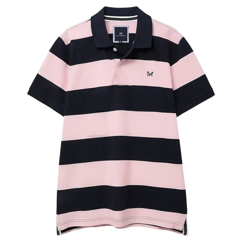 Crew Clothing Heritage Stripe Cotton Polo Shirt in Heritage Navy Pink