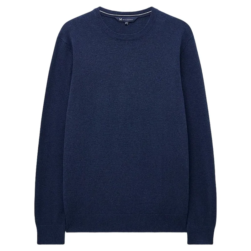 Crew Clothing Organic Cotton Crew Neck Jumper in Dress Blues