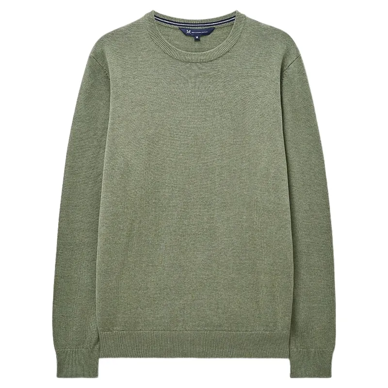 Crew Clothing Organic Cotton Crew Neck Jumper in Heritage Olive Marl