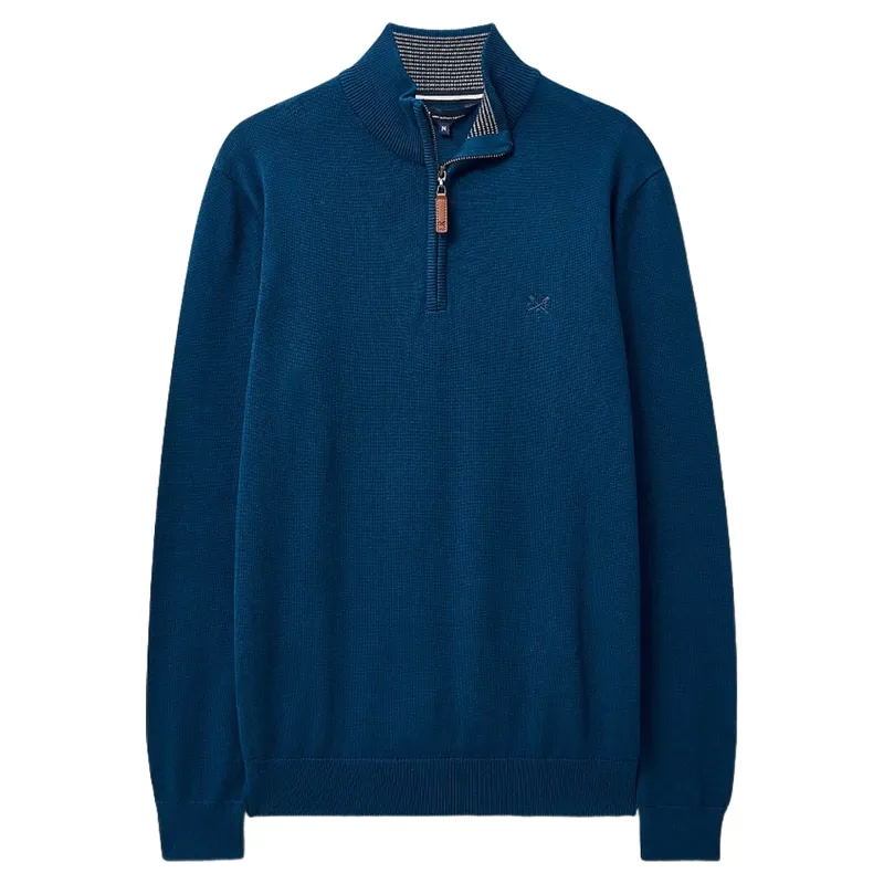Crew Clothing Organic Cotton Half Zip Jumper in Poseidon