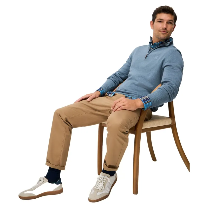 Crew Clothing Organic Cotton Half Zip Jumper in Provincial Blue-2