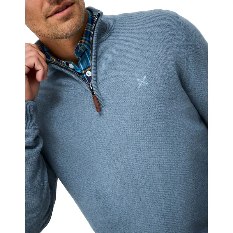 Crew Clothing Organic Cotton Half Zip Jumper in Provincial Blue-3