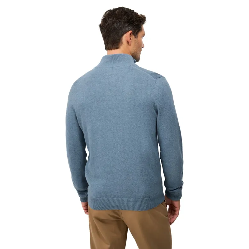 Crew Clothing Organic Cotton Half Zip Jumper in Provincial Blue-4