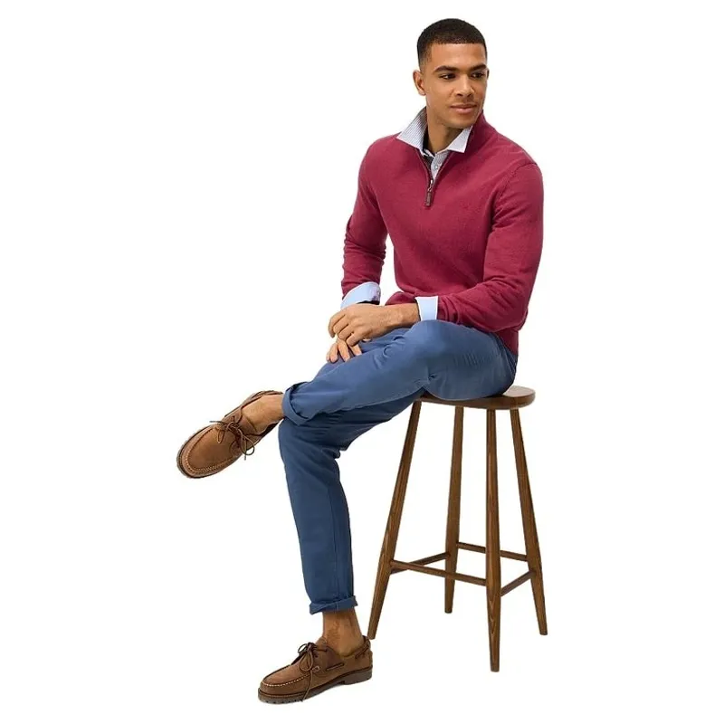 Crew Clothing Organic Cotton Half Zip Jumper in Red Bud-2