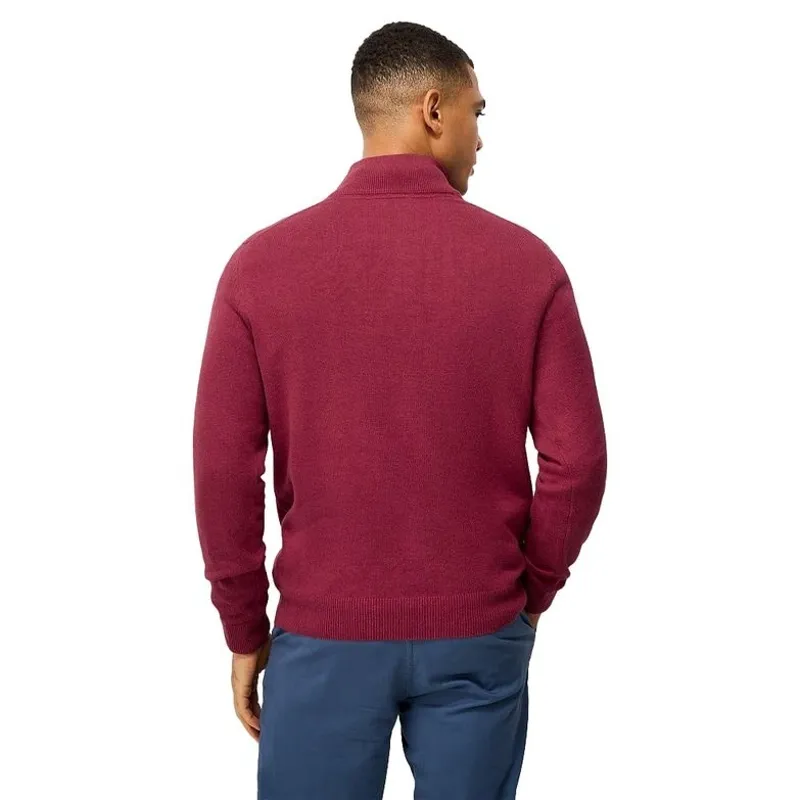 Crew Clothing Organic Cotton Half Zip Jumper in Red Bud-4