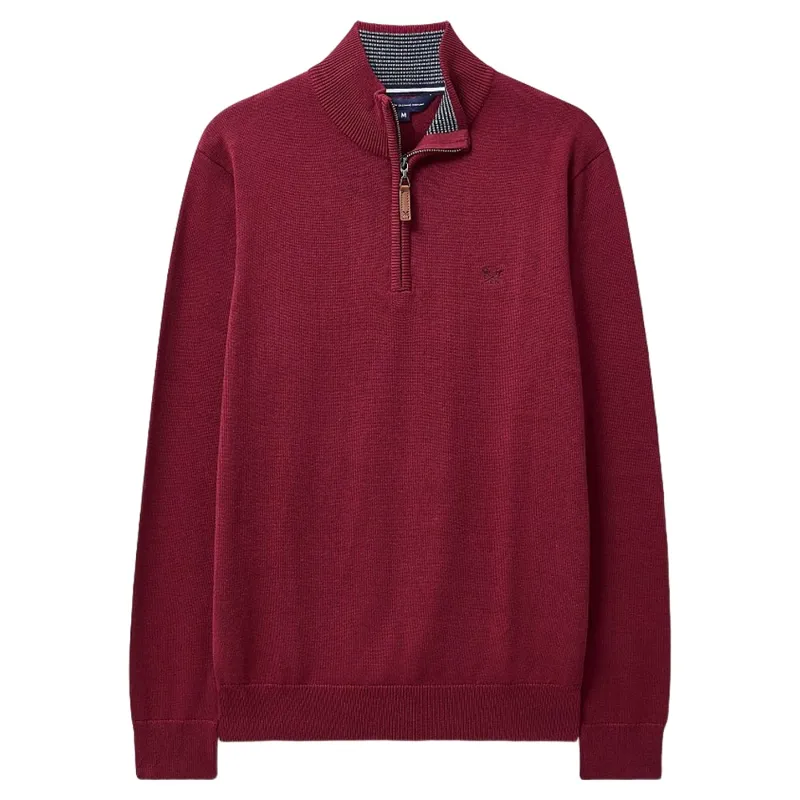 Crew Clothing Organic Cotton Half Zip Jumper in Rhododendrum Marl