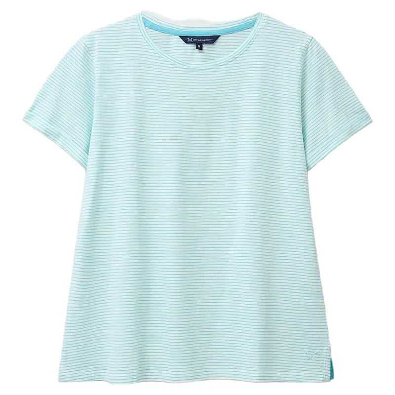 Crew Clothing Perfect Stripe Crew Slub Tee White Linen/Blue Radiance