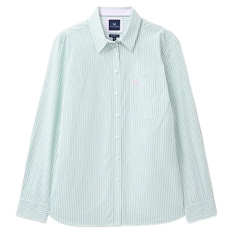 Crew Clothing Relaxed Fit Cotton Poplin Shirt in Falmouth Stripe Grey Mist