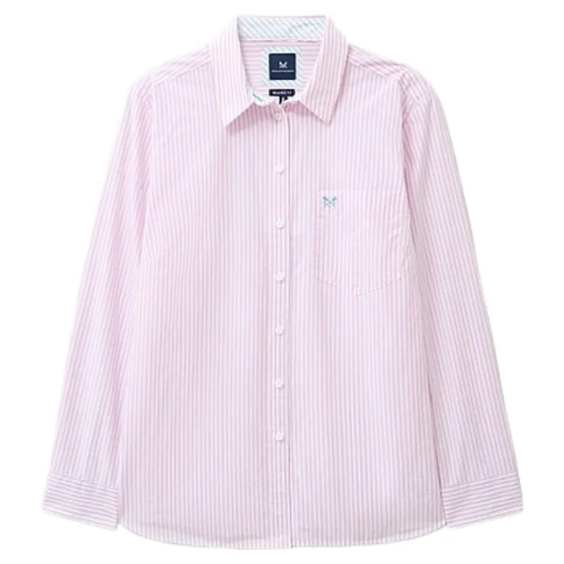 Crew Clothing Relaxed Fit Cotton Poplin Shirt in Falmouth Stripe Pink