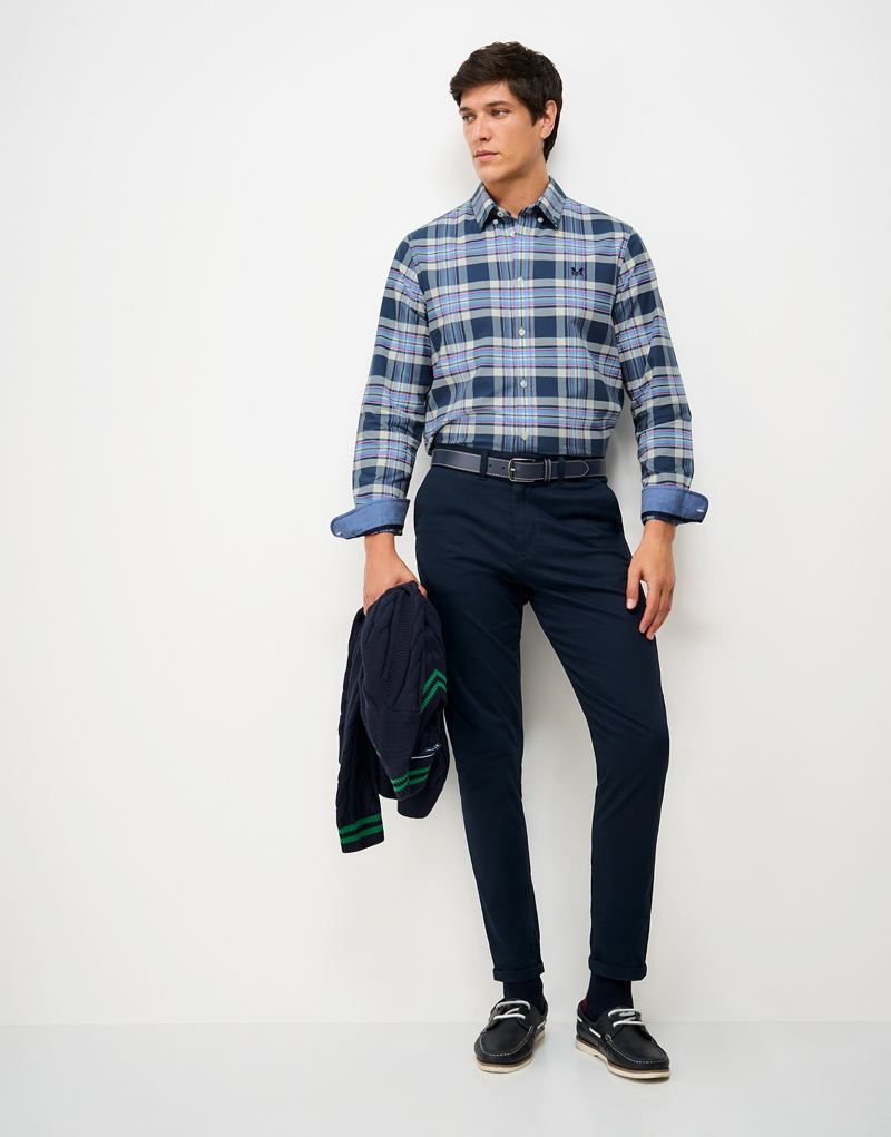 Crew Clothing Rupert Check Oxford Shirt Indian Teal/Sky/Magenta Haze-2