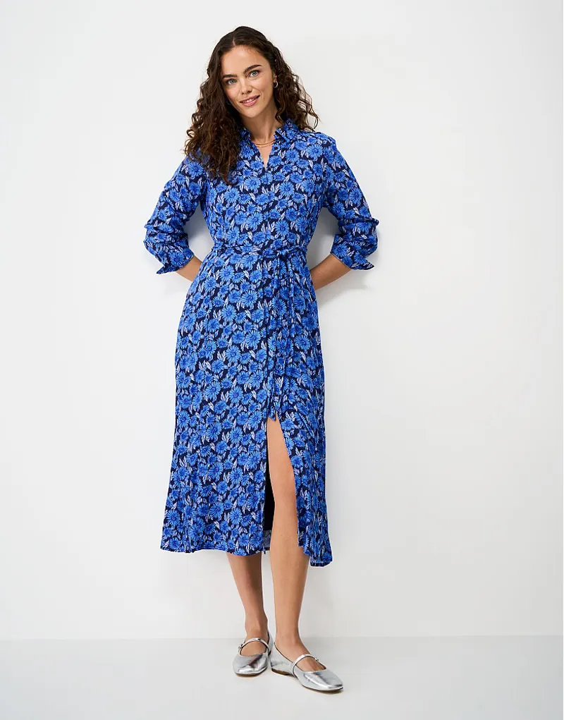 Crew Clothing Sadie Long Sleeve Shirt Dress Daisy Blue-1