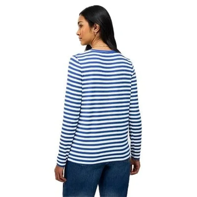 Crew Clothing Super Soft Stripe Crew Neck Top Nautical Blue/White Linen-2