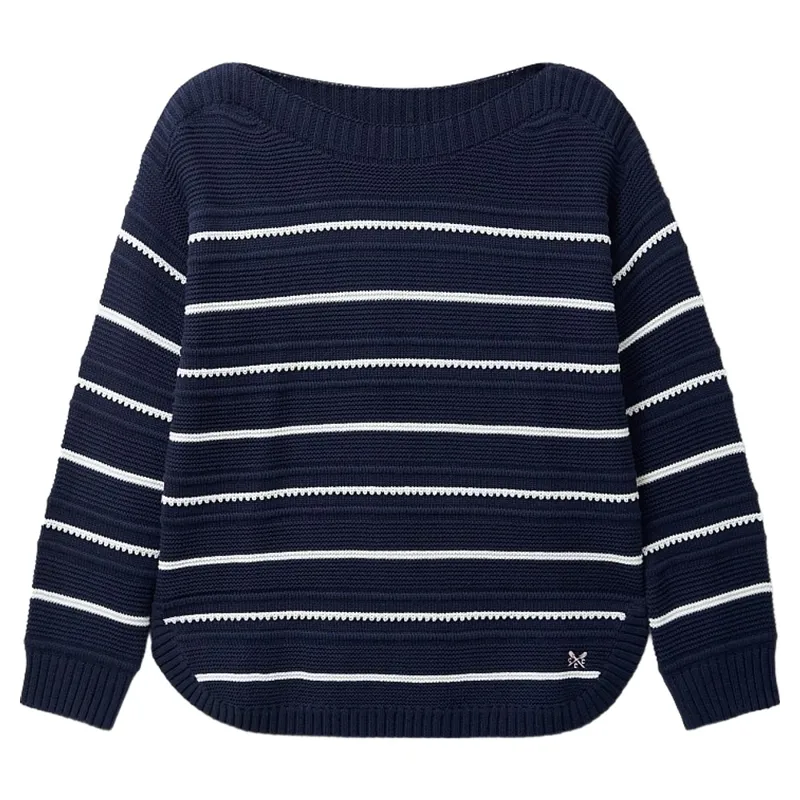 Crew Clothing Tali Textured Stitch Jumper in Navy White