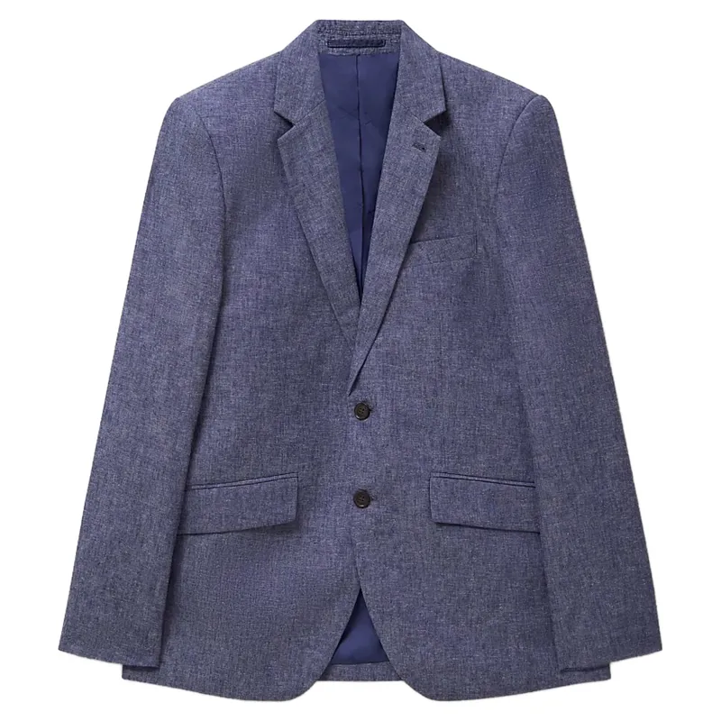 Crew Fortescue Linen Blazer Mid Blue