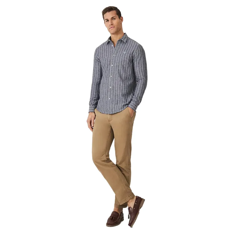 Crew Long Sleeve Stripe Linen Heritage Sky White-4