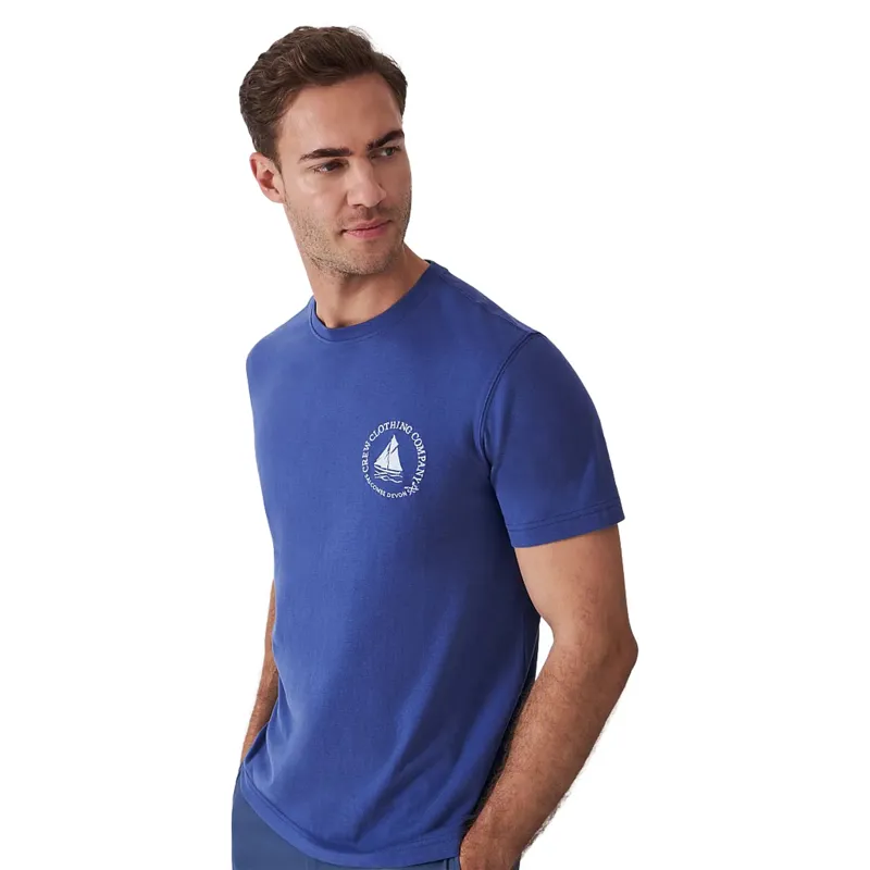 Crew Mens Embroidered Boat Tee Dark Blue-1