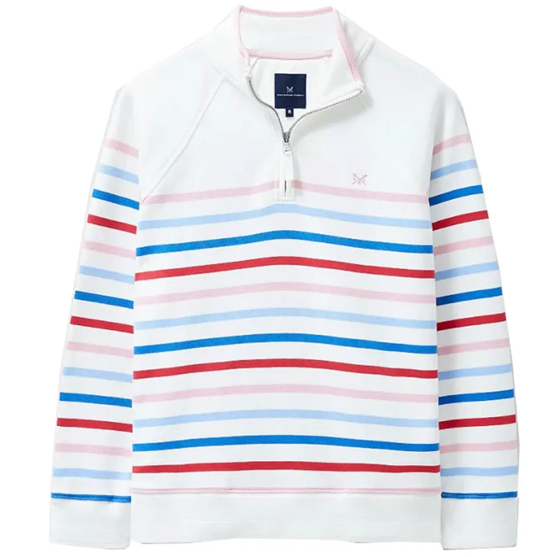 Crew Clothing Half Zip Sweat White Pink Blue Red