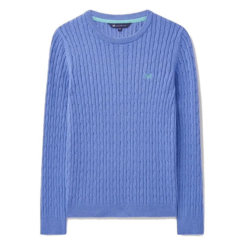 Crew Heritage Crew Neck Cable Jumper Riviera Blue