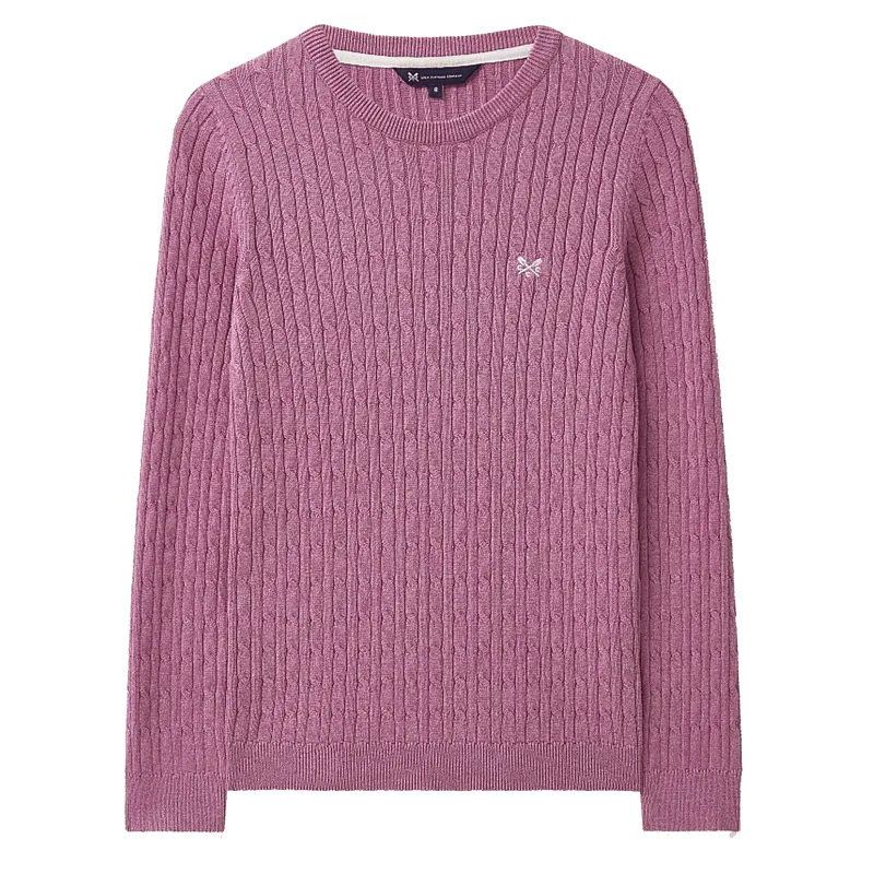 Crew Heritage Crew Neck Cable Knit Jumper Decco Marl