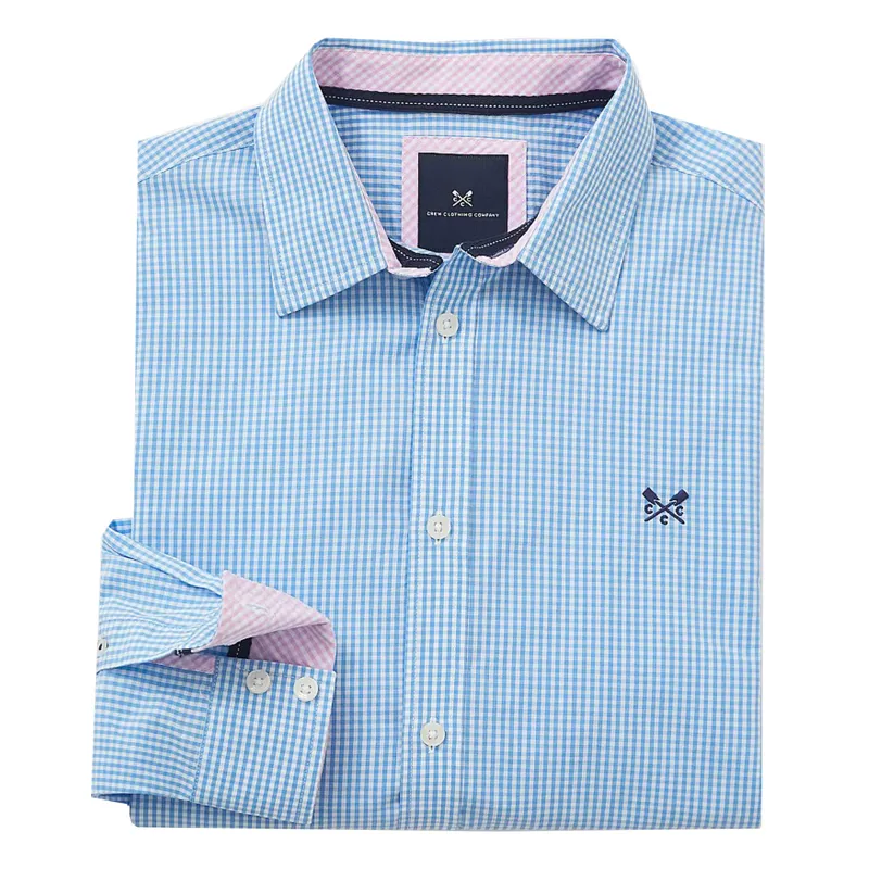 Crew Micro Gingahm Classic Check Shirt Sky