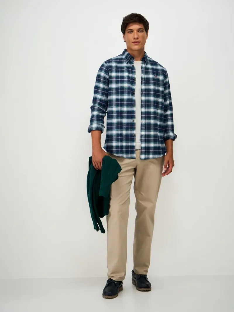 Crew Clothing Flannel Check Classic Fit Shirt Deep Teal/Peacoat/Pristine-1