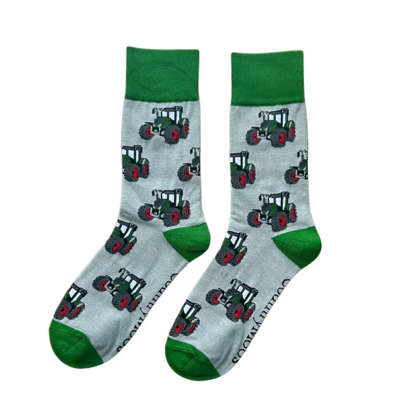 Country Moos Dark Green Tractor Crew Socks UK3.5-6