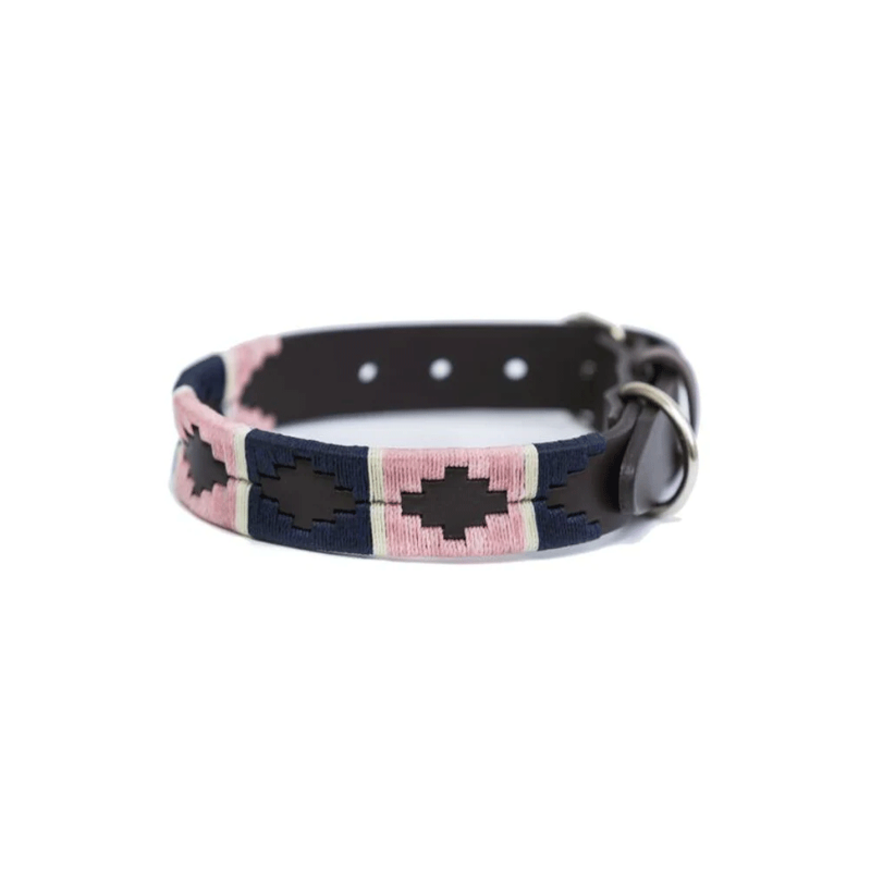 Pioneros Dog Collar Pink Navy White Stripe