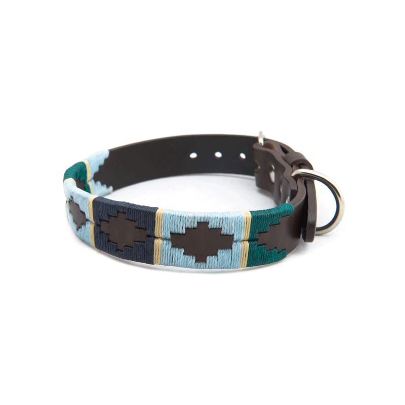 Pioneros Dog Collar Green Blue Navy Cream