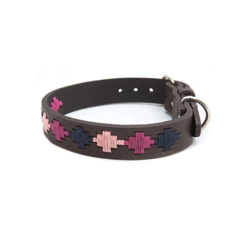 Pioneros Dog Collar Pampa Cross Berry Pink Navy