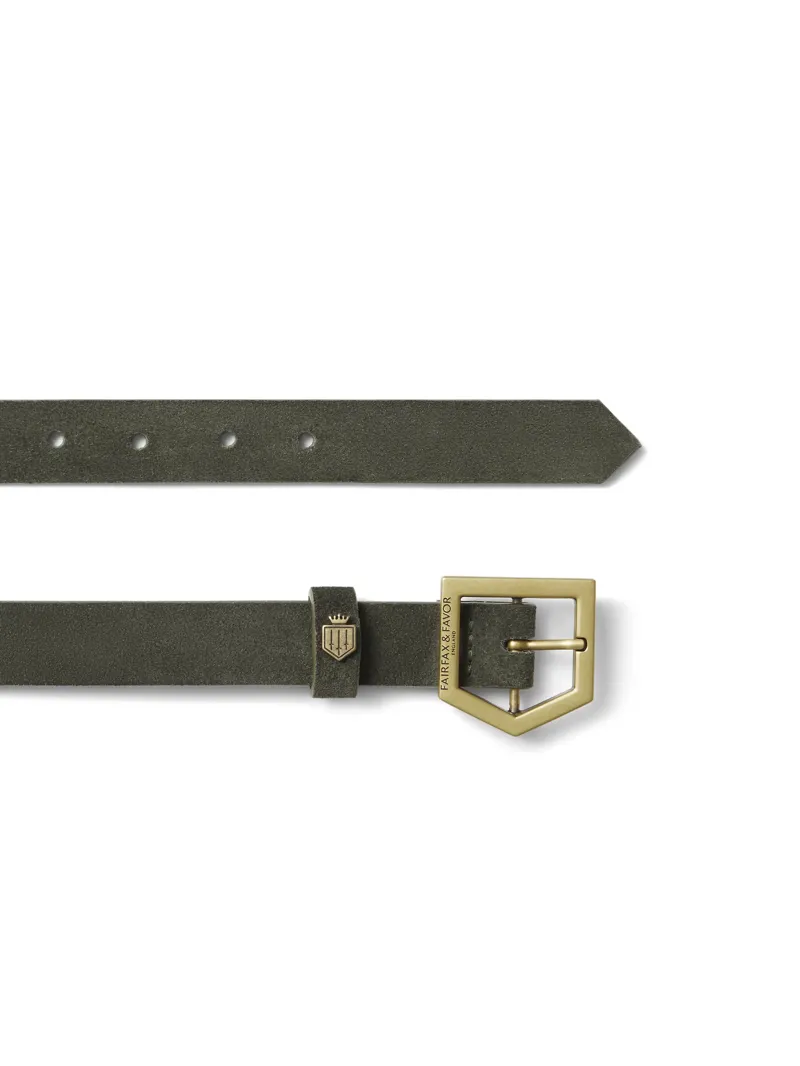 Fairfax and Favor Sennowe Belt Moss Green Suede
