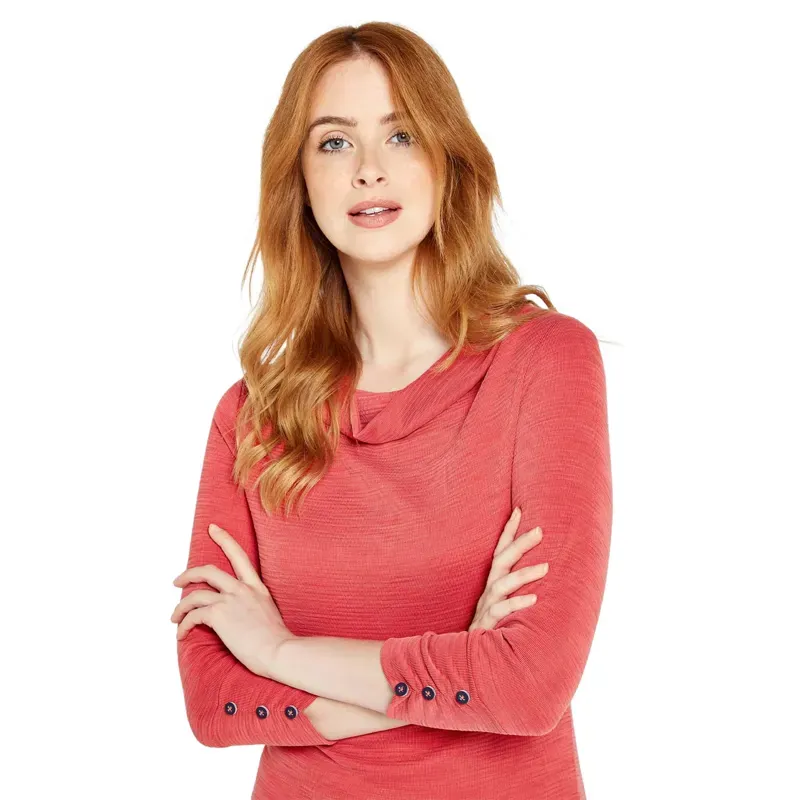 Dubarry Hillgrove Cowl Neck Top Nantuck Red-3
