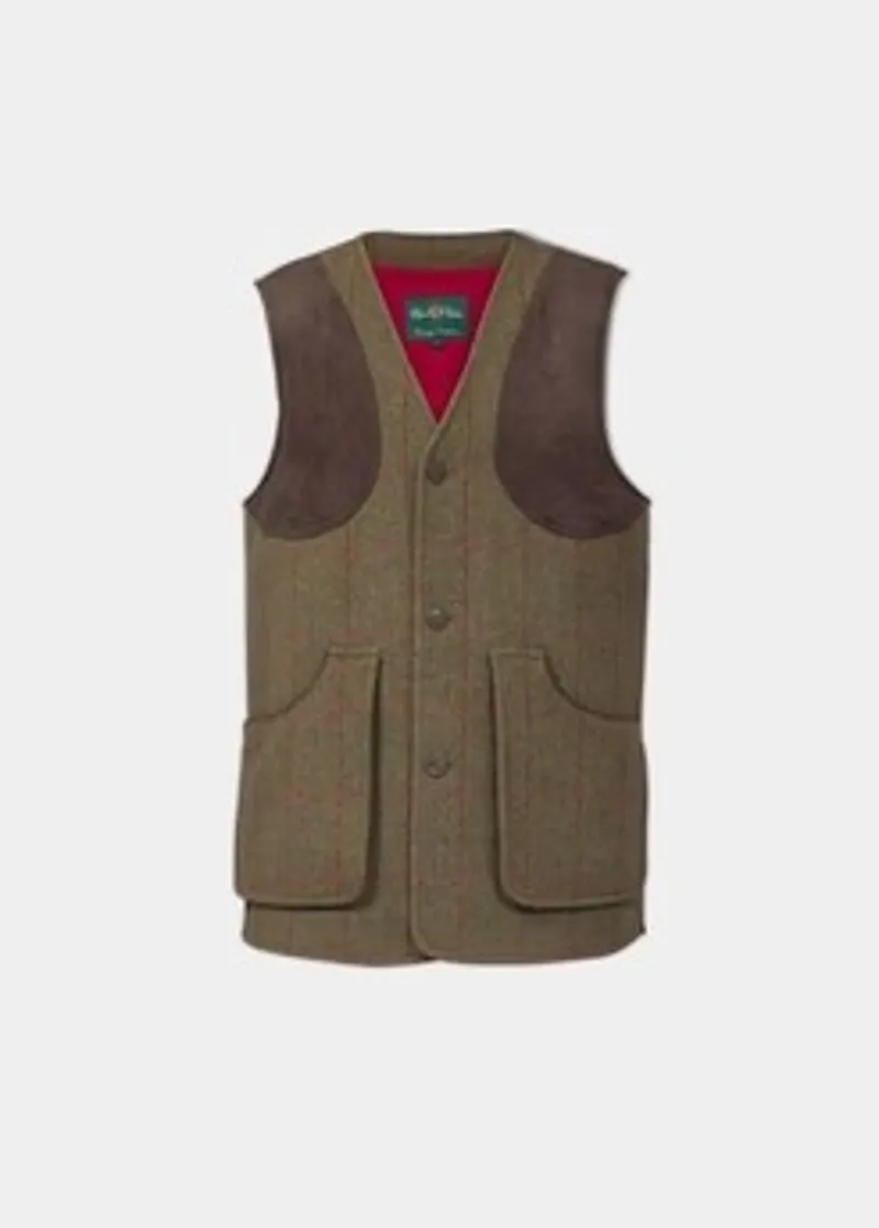 Alan Paine Men's Tweed Shooting Waistcoat Sage -6