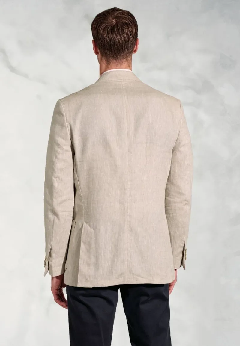 Brook Taverner Tailored Fit Eastwood Sand Pure Linen Jacket-1