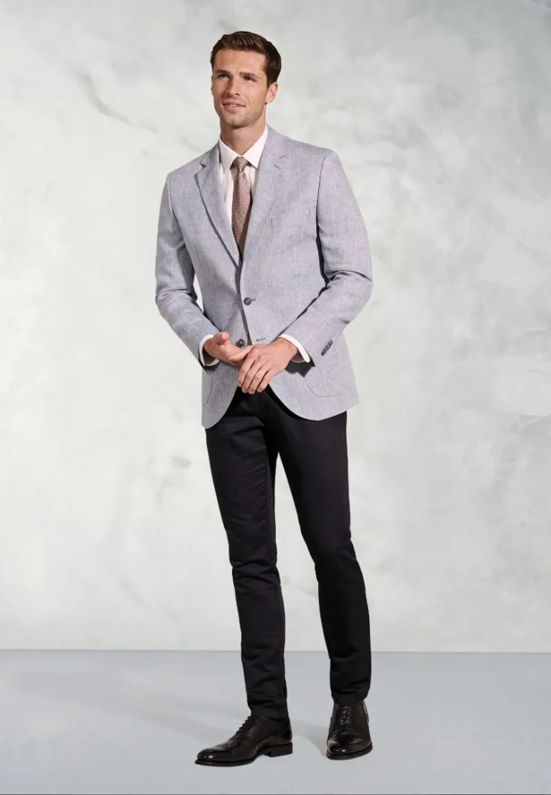 Brook Taverner Tailored Fit Eastwood Light Blue Pure Linen Jacket-1