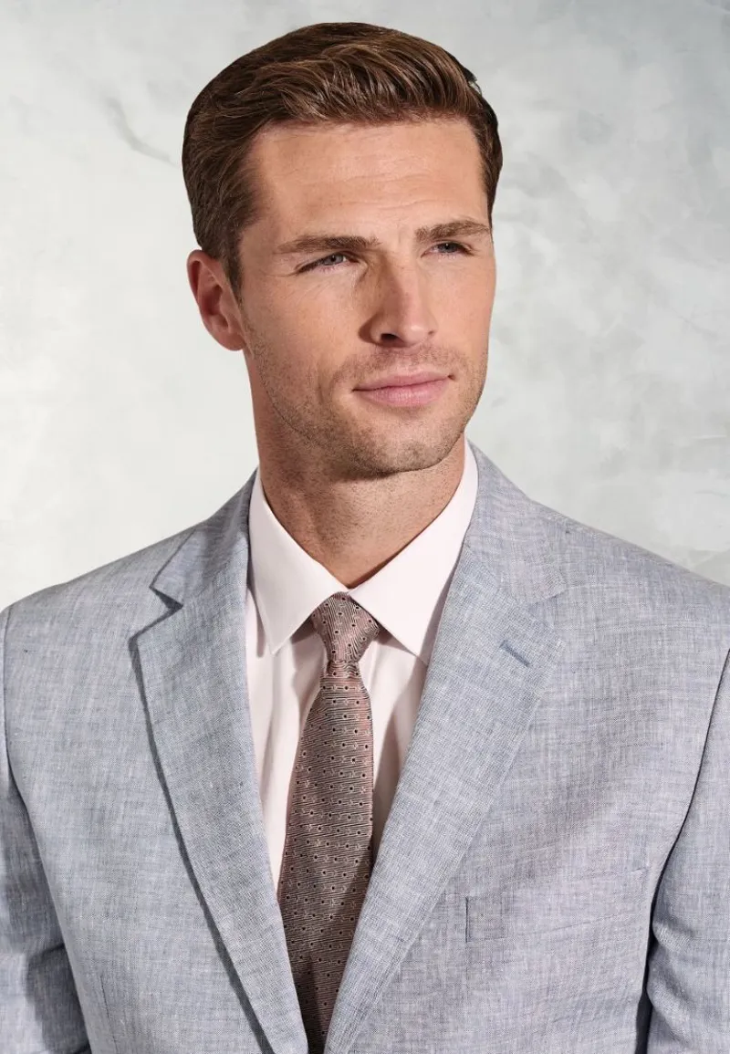 Brook Taverner Tailored Fit Eastwood Light Blue Pure Linen Jacket-3