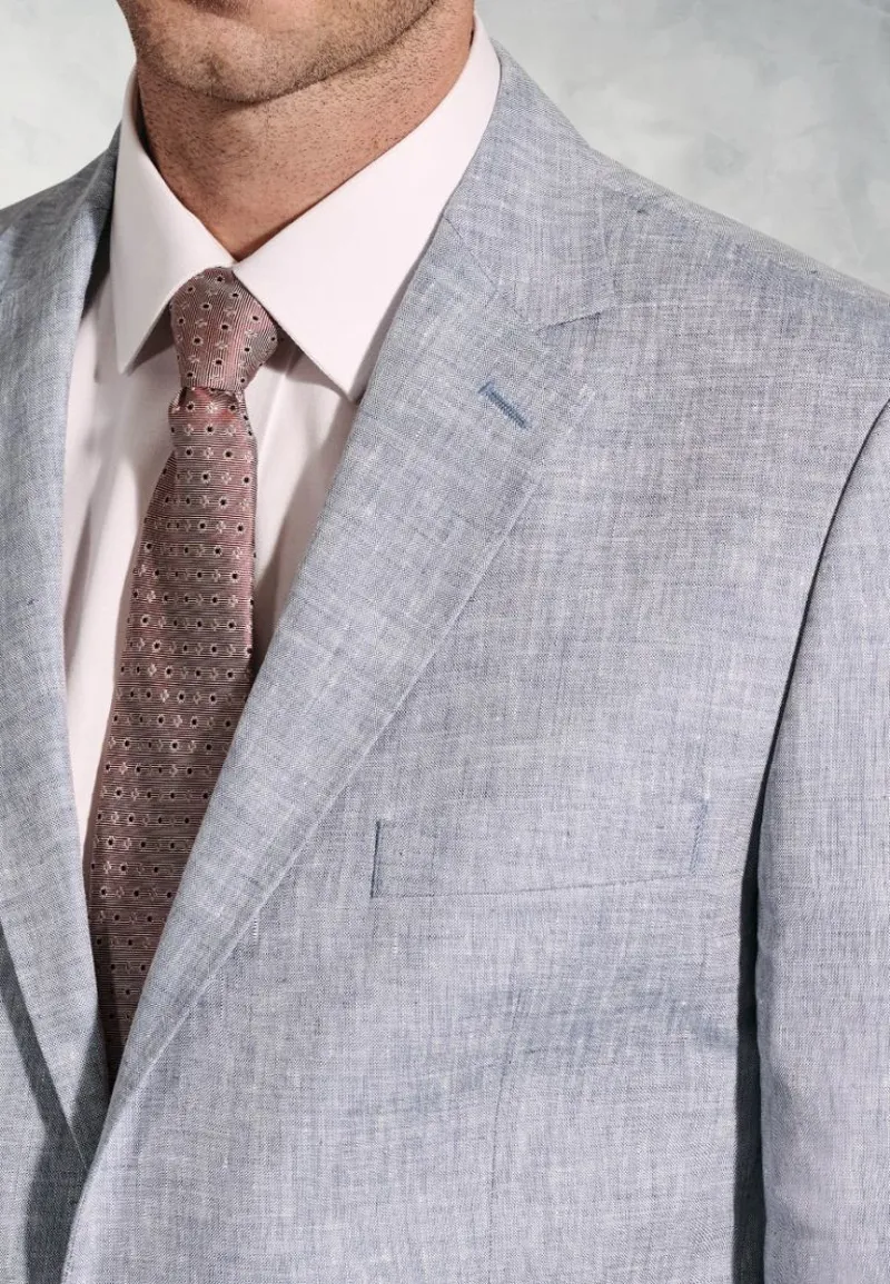 Brook Taverner Tailored Fit Eastwood Light Blue Pure Linen Jacket-5