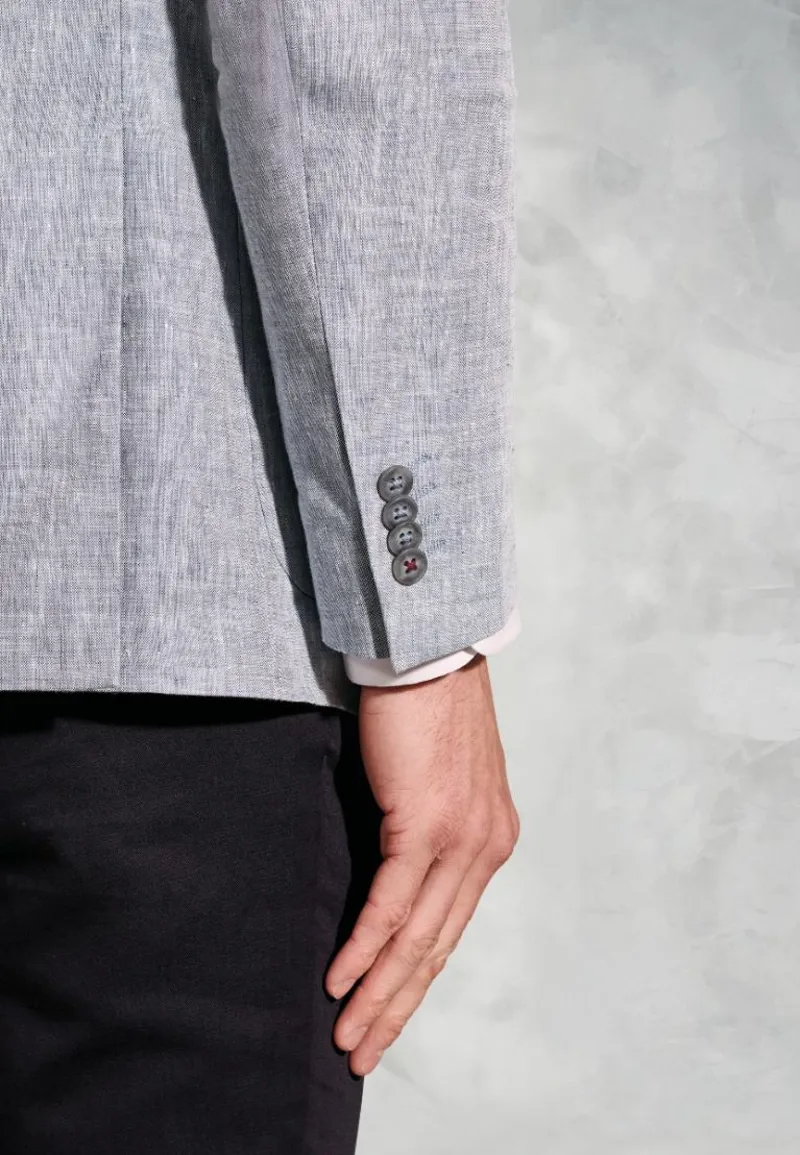 Brook Taverner Tailored Fit Eastwood Light Blue Pure Linen Jacket-4