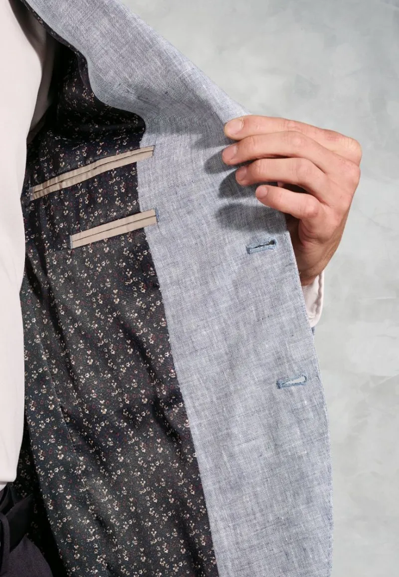 Brook Taverner Tailored Fit Eastwood Light Blue Pure Linen Jacket-6