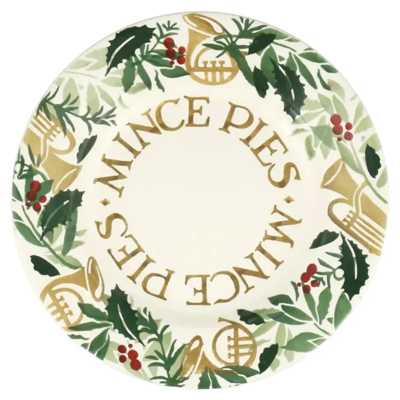 Emma Bridgewater Bring In The Green Mince Pies Medium Dinner Plate 8.5 Inch