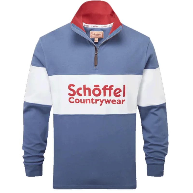 Schoffel Exeter Unisex Quarter Zip Jumper Stone Blue