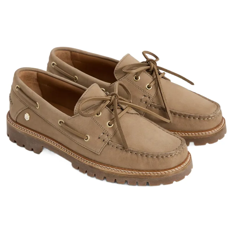 Fairfax and Favor Aldeburgh Nubuck Deck Shoe in Fawn