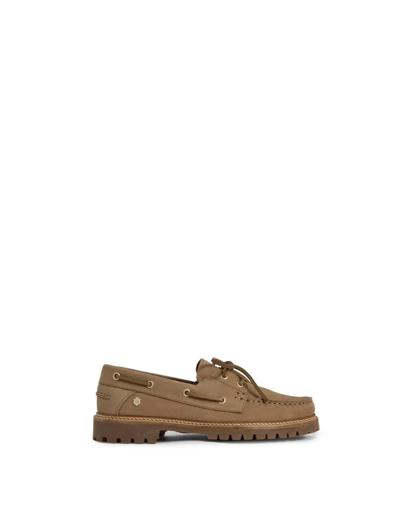 Fairfax and Favor Aldeburgh Nubuck Deck Shoe in Fawn-1